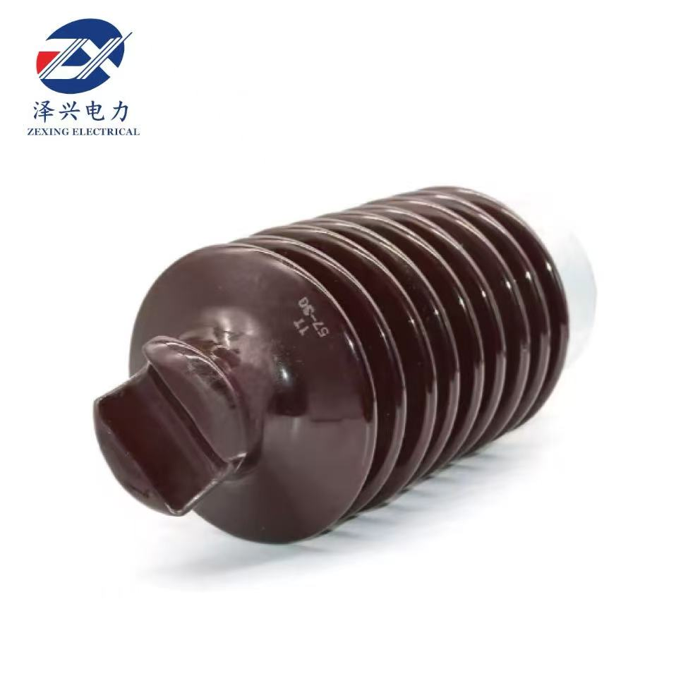 عازل عمود سيراميكي لخط الإمداد عازل كهربائي زجاجة مادة العزل