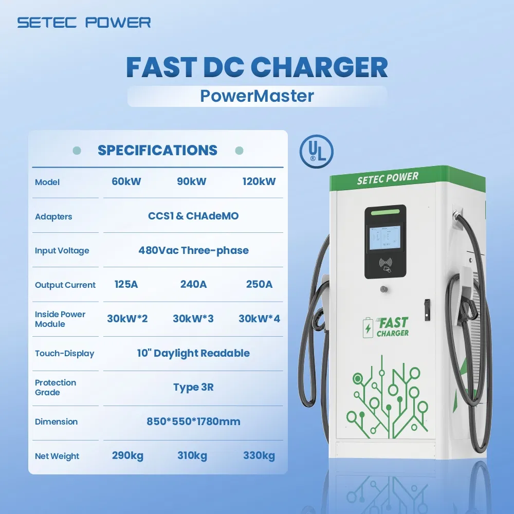 SETEC POWER 60kW/90kW/120kW Level 3 Fast Dc Ev Charger Electric Vehicle Charging Station