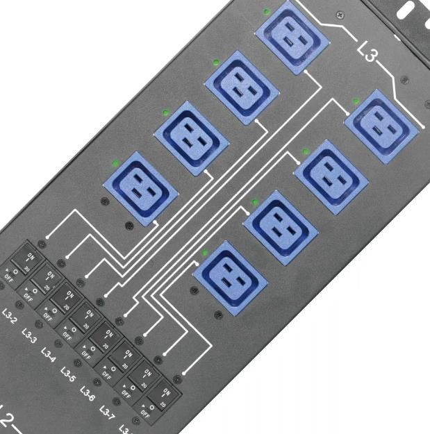 Vertical Mount Power Distribution Unit with 24 IEC C20 &amp; Overload Protector