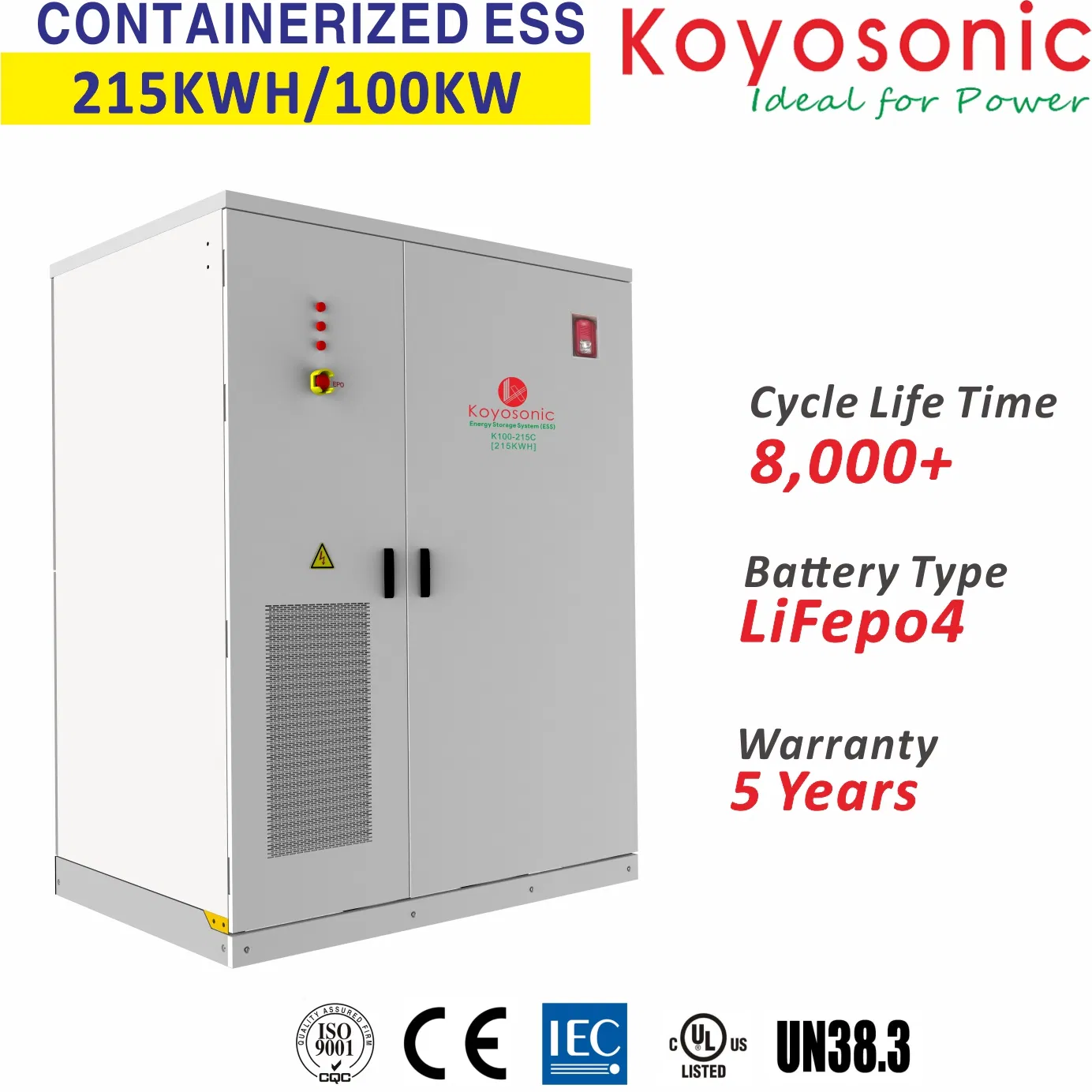 215kwh Bess Containerized Energy Storage System with PCS and EMS