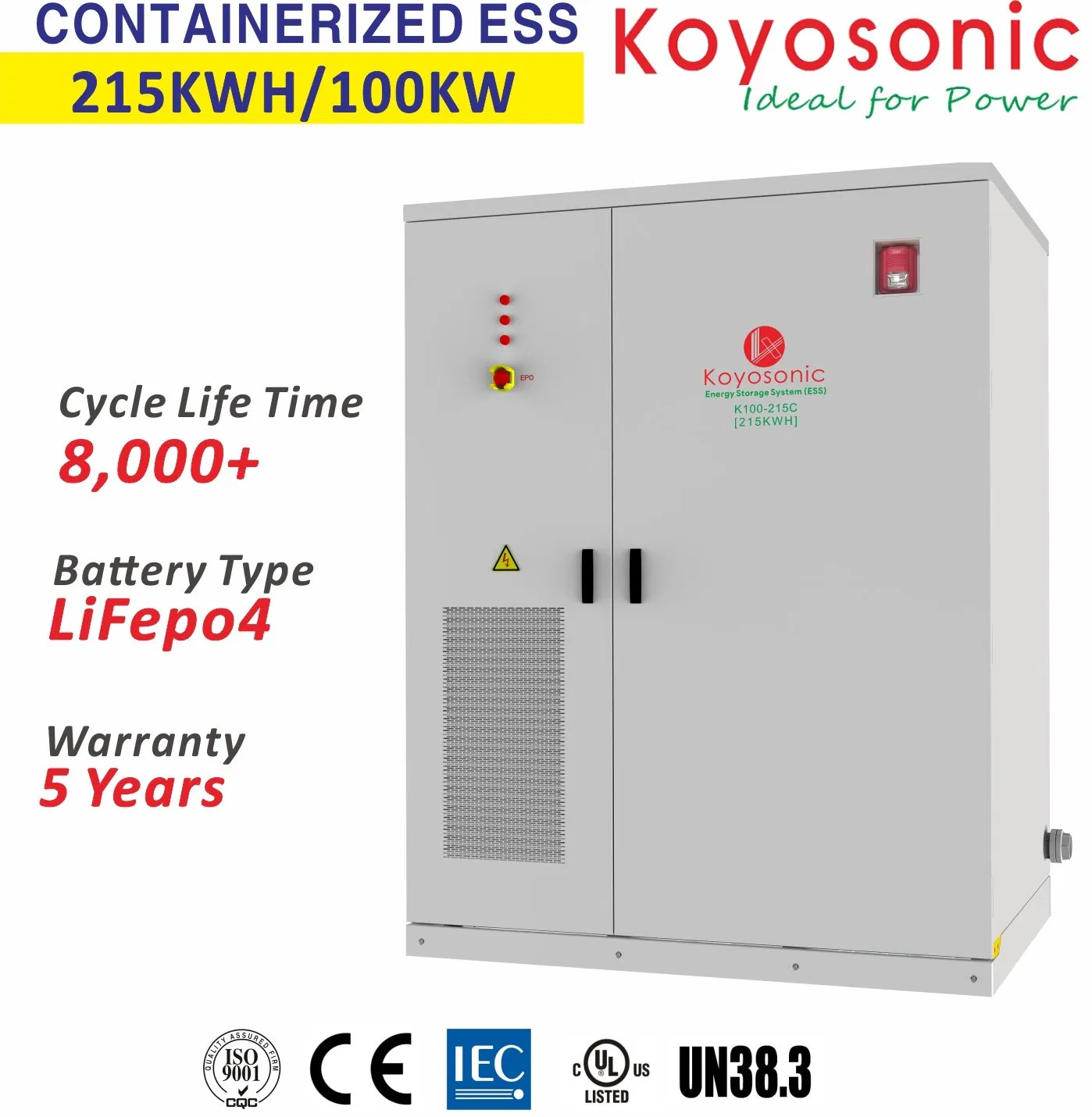 215kwh Bess Containerized Energy Storage System with PCS and EMS
