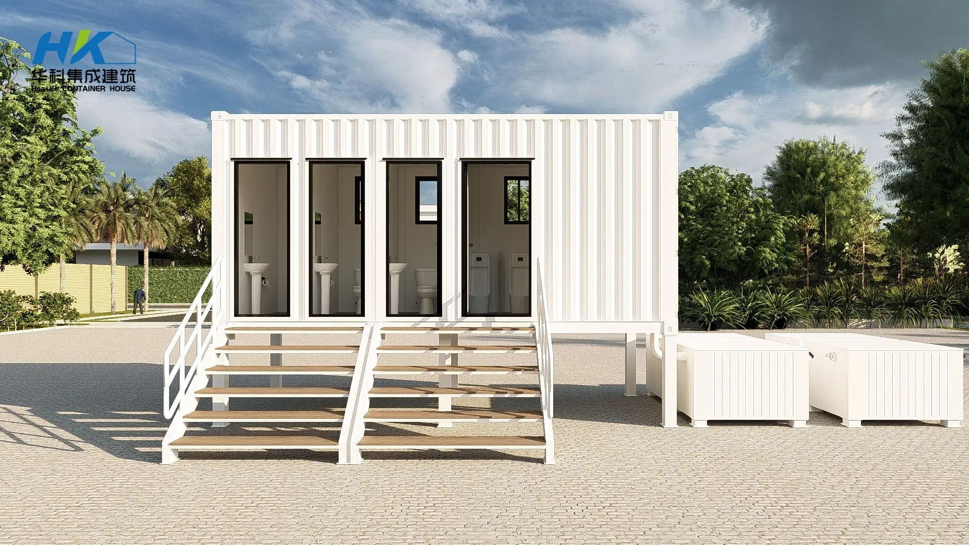 High-Quality 20ft real container Toilet, three standard and one urinal toilet, Factories, Suppliers