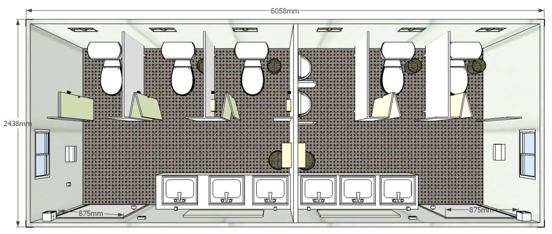 Combined gender toilet plan