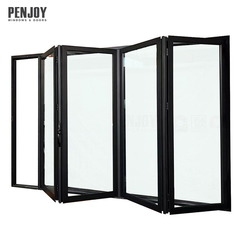 Penjoy Exterior Patio Balcony Doors Customized Aluminum Glass Bi-Folding According Sliding Door