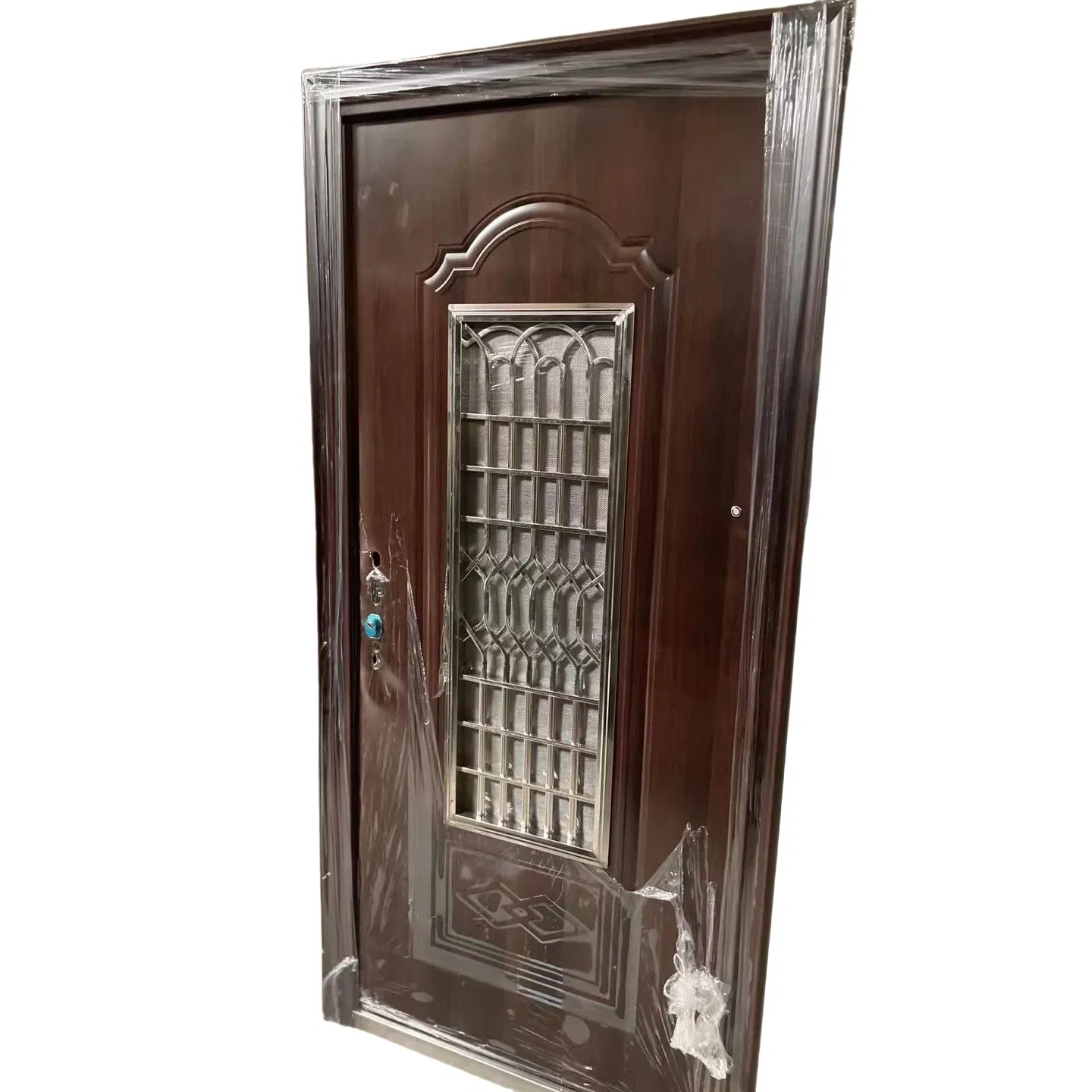 American Oval Panel Metal Security Steel Interior Door with Glass