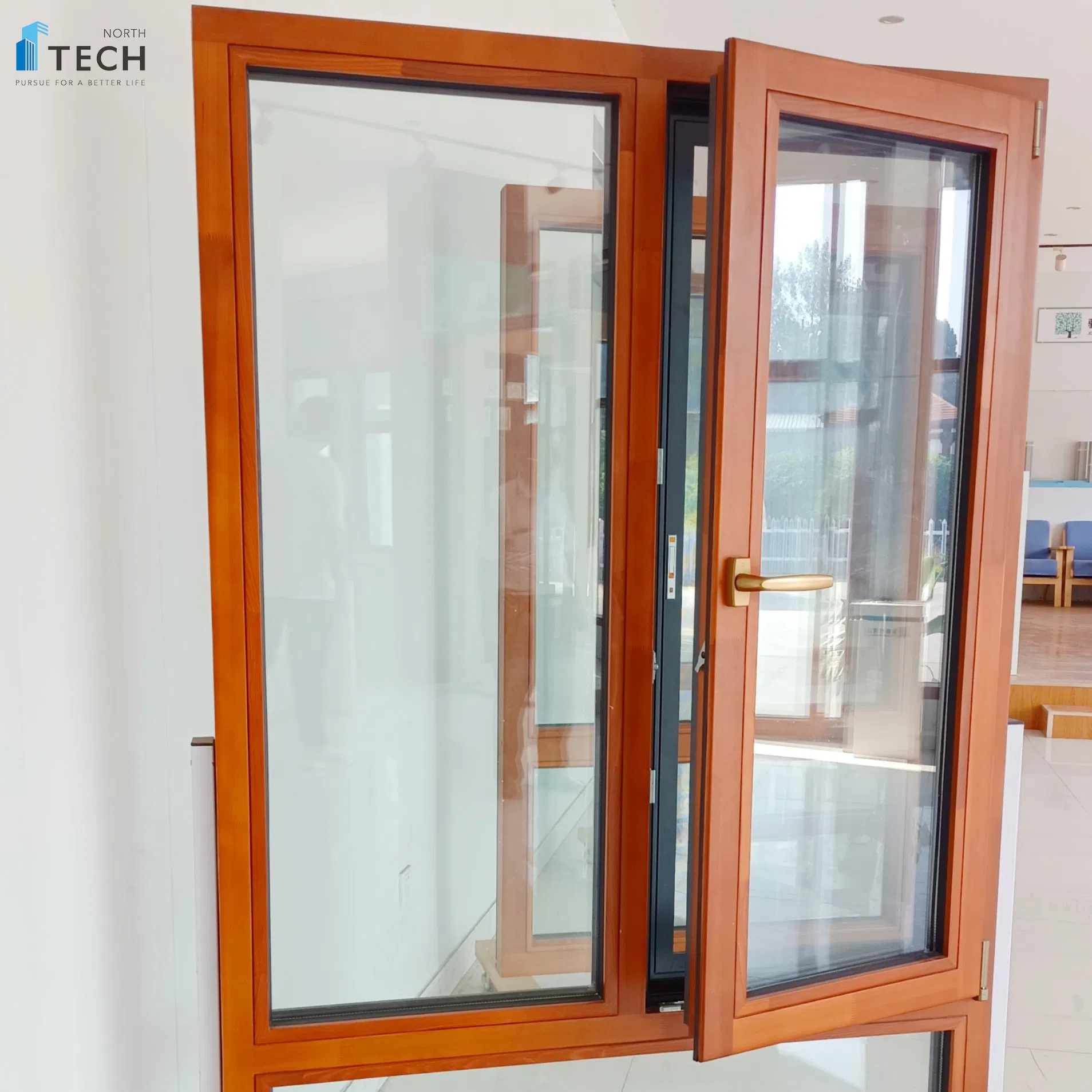 Double Glazed Energy Saving Aluminum Clad Wood Window Soundproof Window