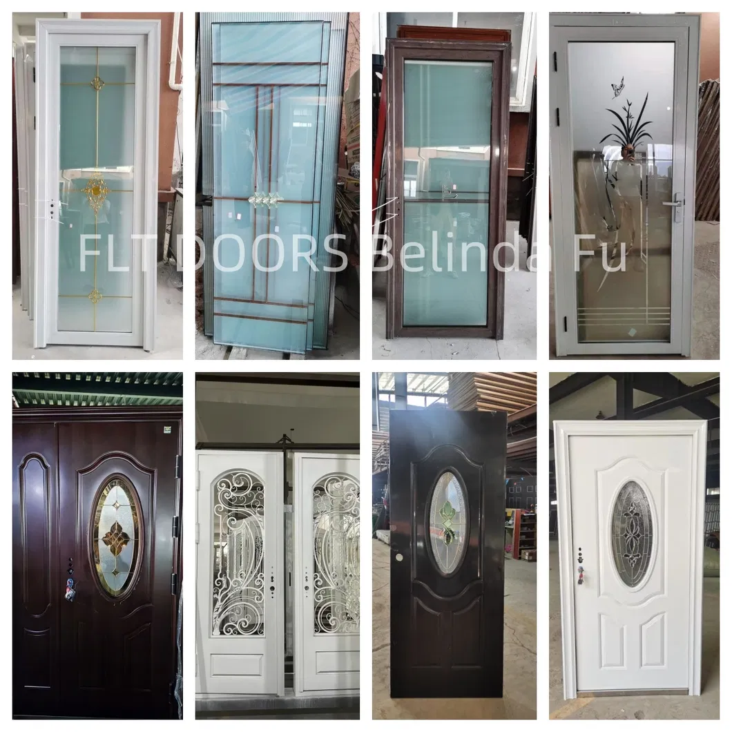 American Oval Panel Metal Security Steel Interior Door with Glass