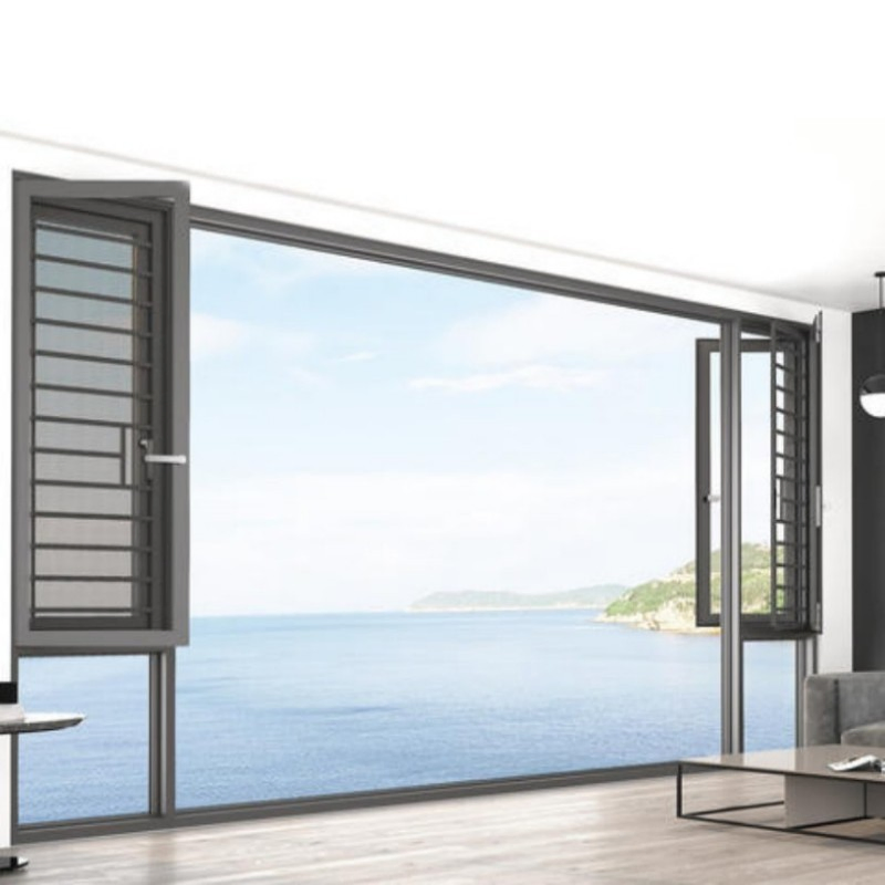 Customized Double Glass Aluminum Alloy Fixed Inward and Outward Open Window Thick Profile Aluminium Casement Windows