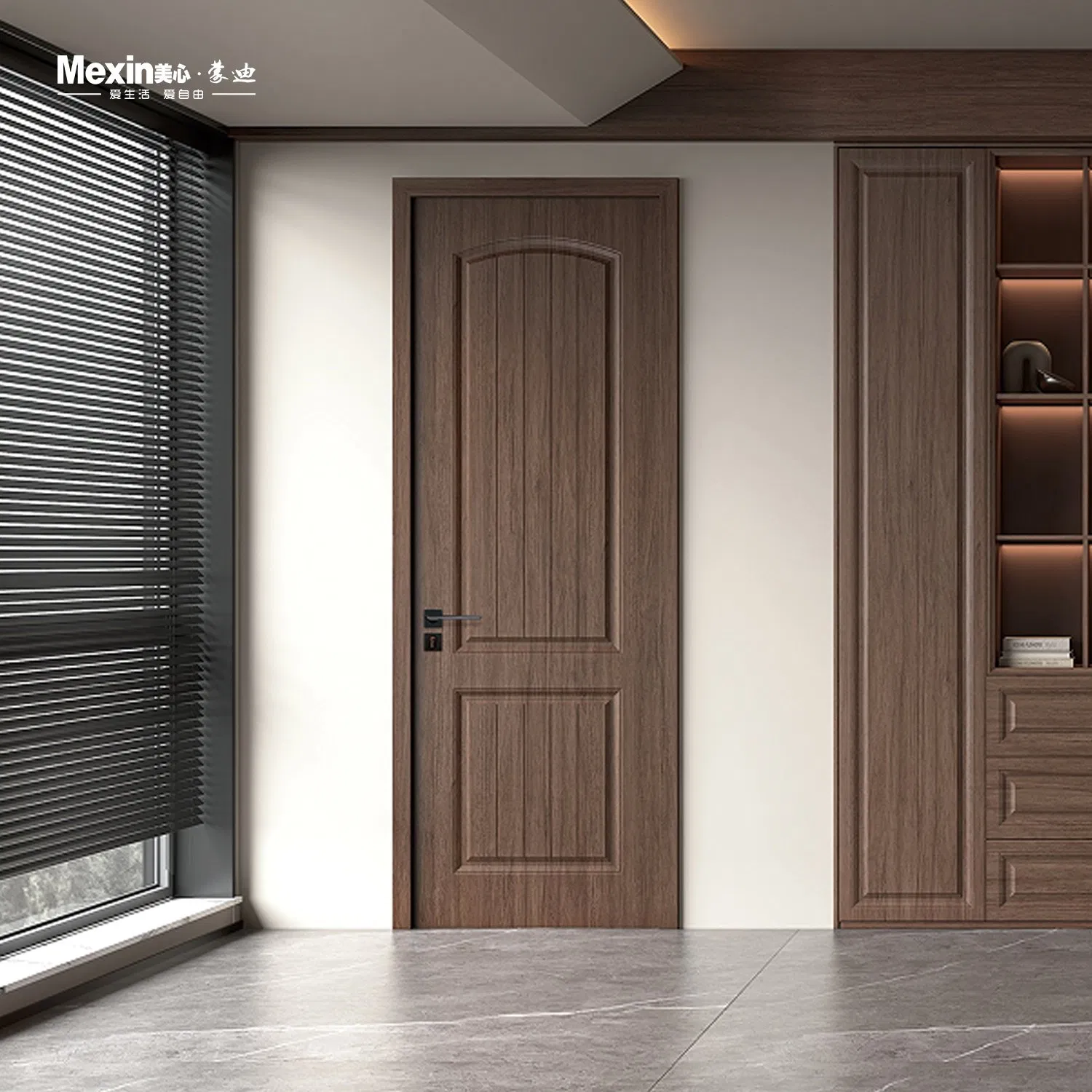 Mexin Modern Single Fire Rated Interior Security Solid Wooden Wood Door Premium Durable for Villa Interior