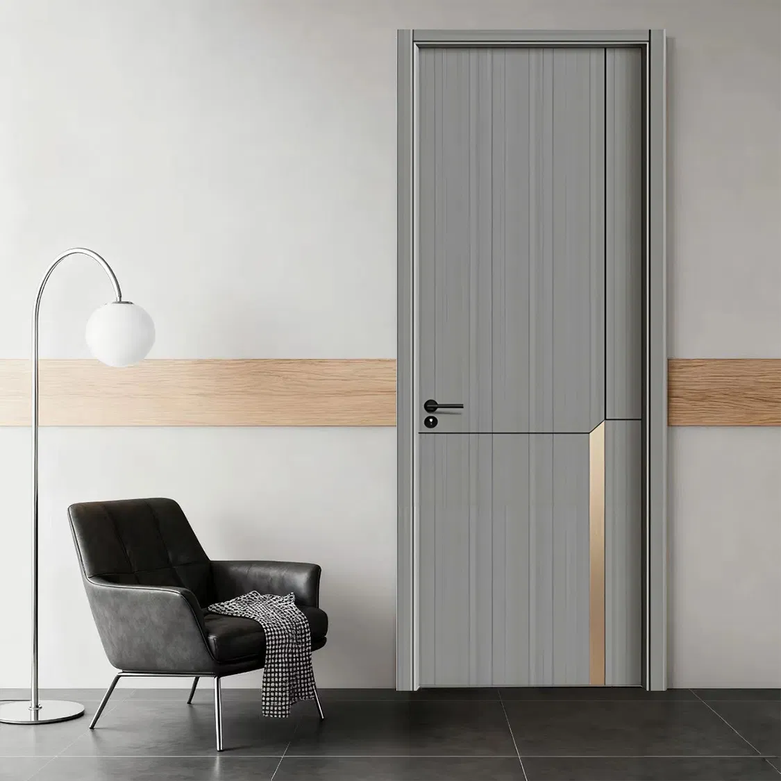 Factory Price Wholesale Modern Flat Simple Fashion Customer Sliding Interior Solid Wooden WPC PVC MDF Steel Metal Glass Security Entrance Door Wood of House