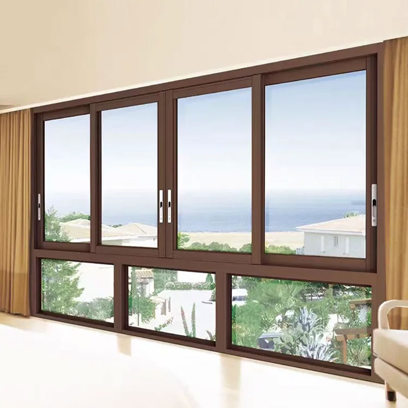 Modern Architecture Style Slim Frame Double Tempered Glass Glazed Sliding Window