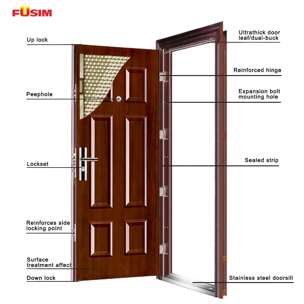 Fusim Door for Apartment Exterior Security Doors Steel Security Door (FX-B0211)