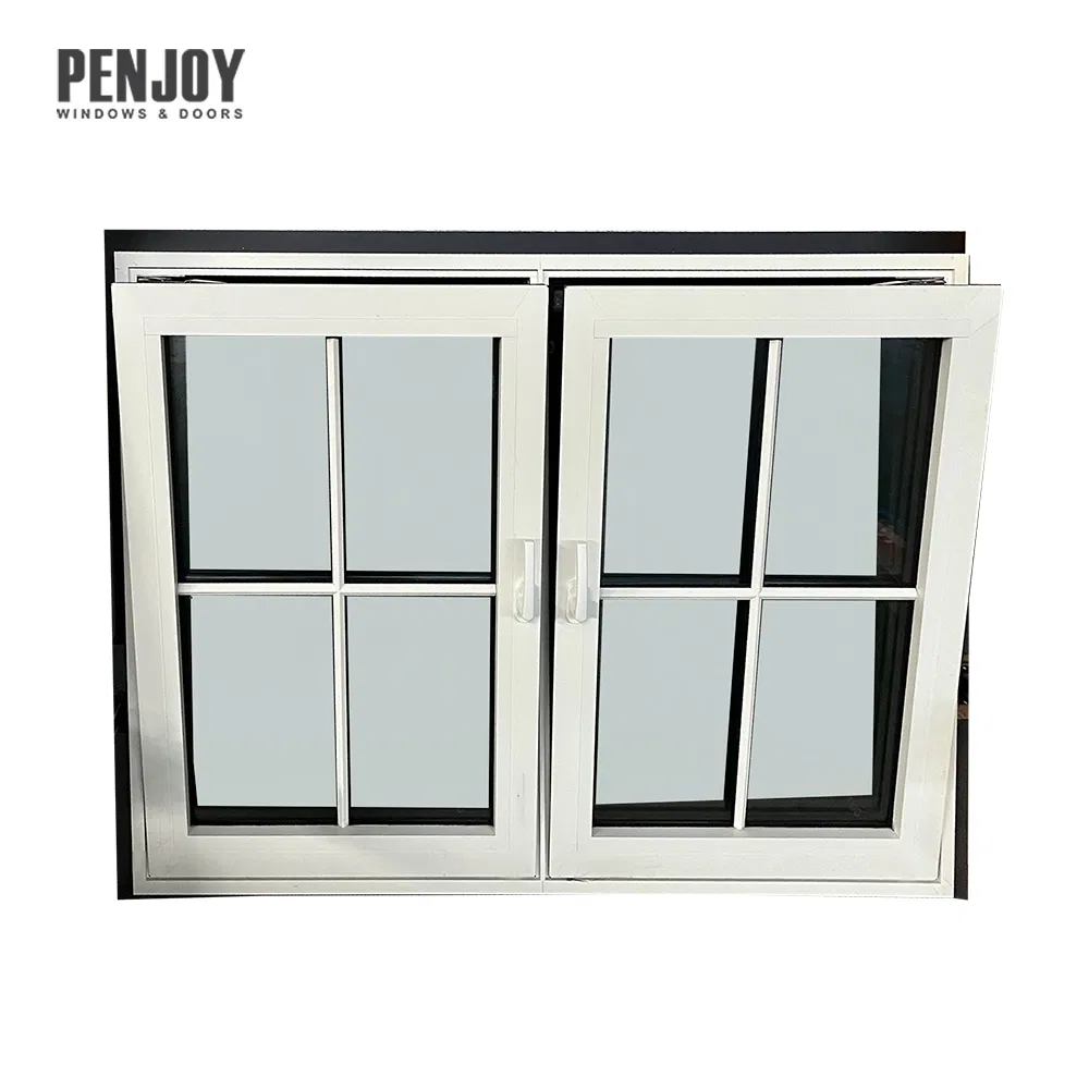 Penjoy High Quality Triple Pane in-Swing Window Double Glazed Aluminum Glass Tilt and Turn Windows Double Pane Grids Design