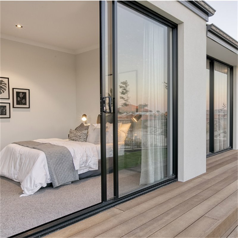 Custom Made Balcony Patio Heavy Duty Double Tempered Glass Noiseless Sliding Doors System Exterior Interior Glass Aluminum Door