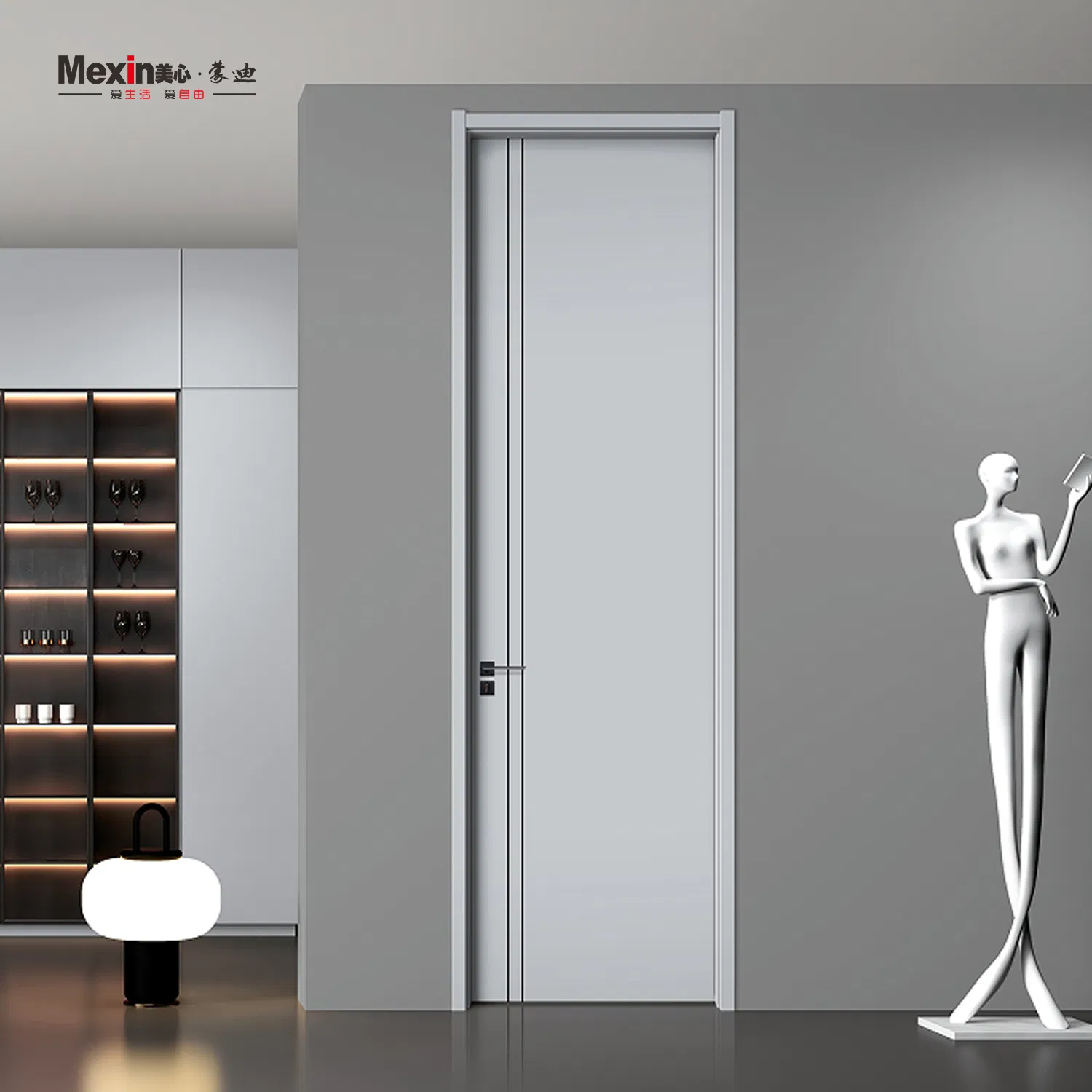 Mexin Modern Single Fire Rated Interior Security Solid Wooden Wood Door Premium Durable for Villa Interior