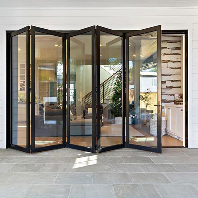 Modern Glass Folding Door Aluminum Frame with Soft-Close Bi-Fold Panels for Noise Reduction