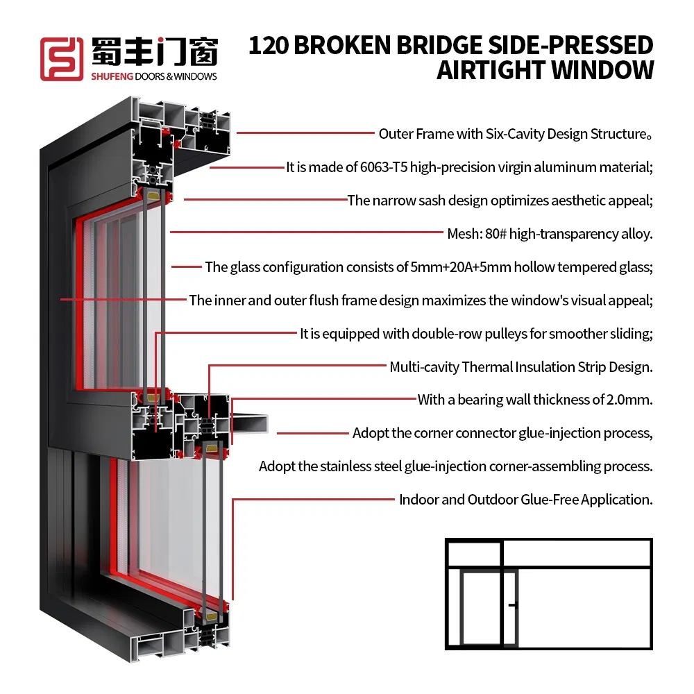 6. Customized Sliding Frameless Glass Window Balcony Security Aluminum Aluminium Frame Large Double Triple Glazed Tempered for Home Windows and Doors Shower