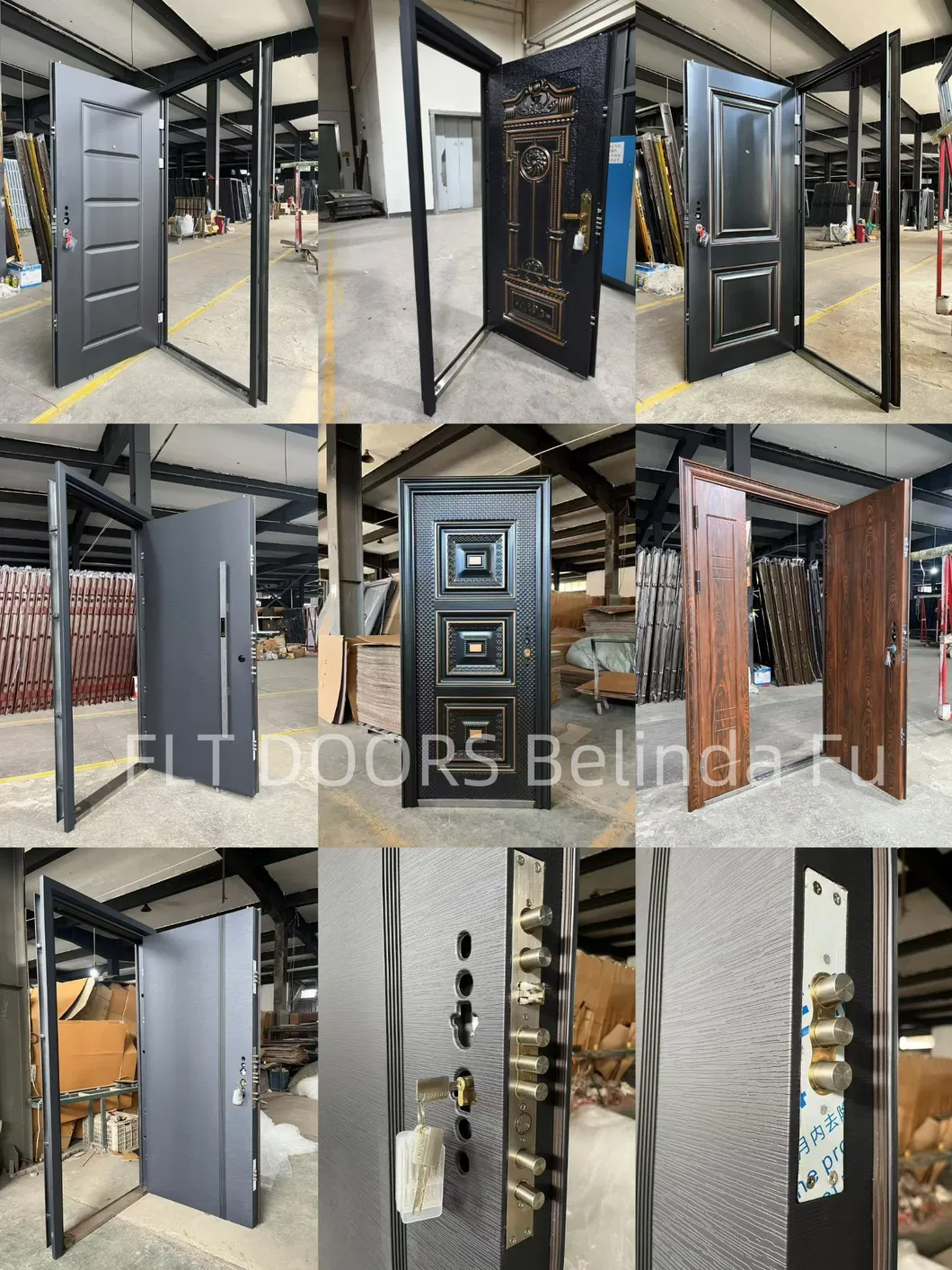 American Oval Panel Metal Security Steel Interior Door with Glass