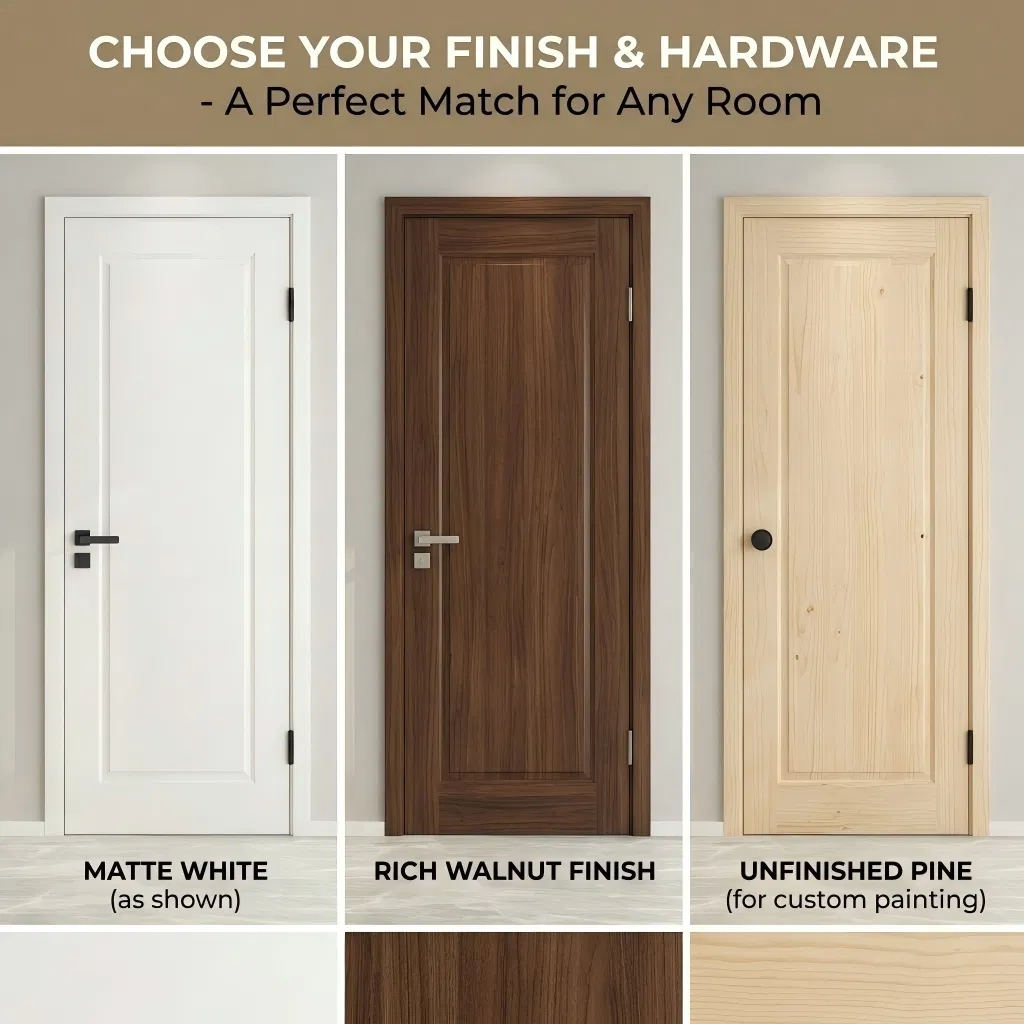 White Plain Veneer Prehung Panel Interior Room Wood PVC Hotel Primed Shaker Internal Hollow Core HDF Door for Home Hospital Villa Office