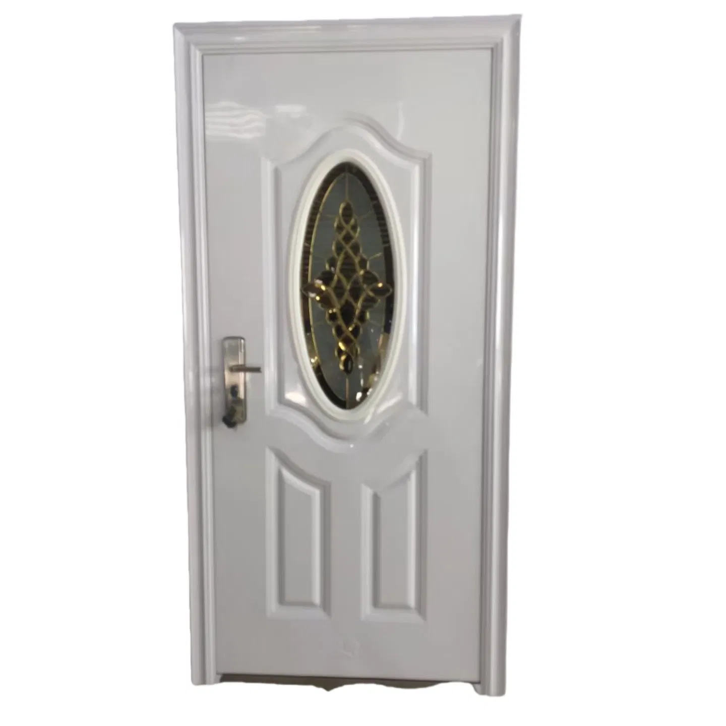 American Oval Panel Metal Security Steel Interior Door with Glass