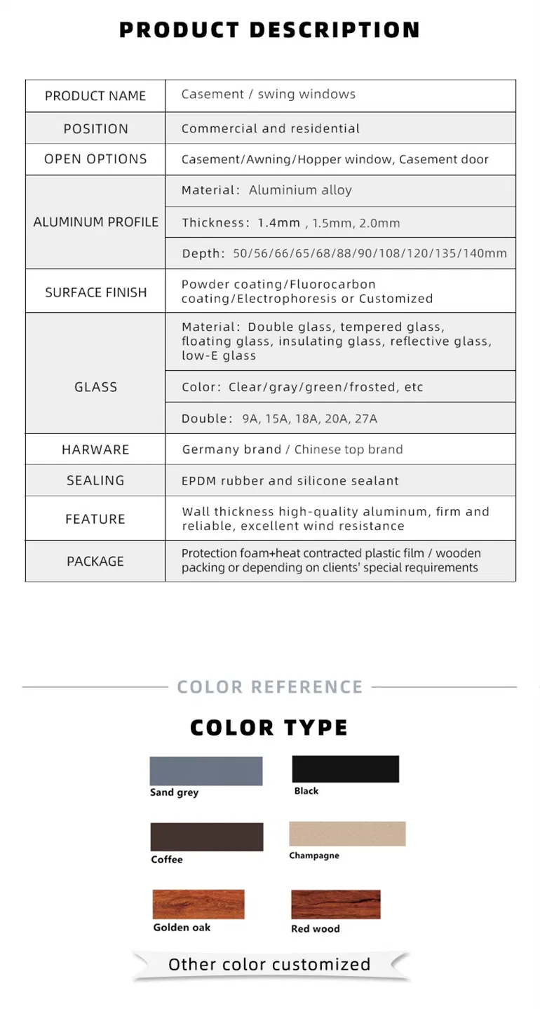 Aluminum Fixed Frame Window Technical View