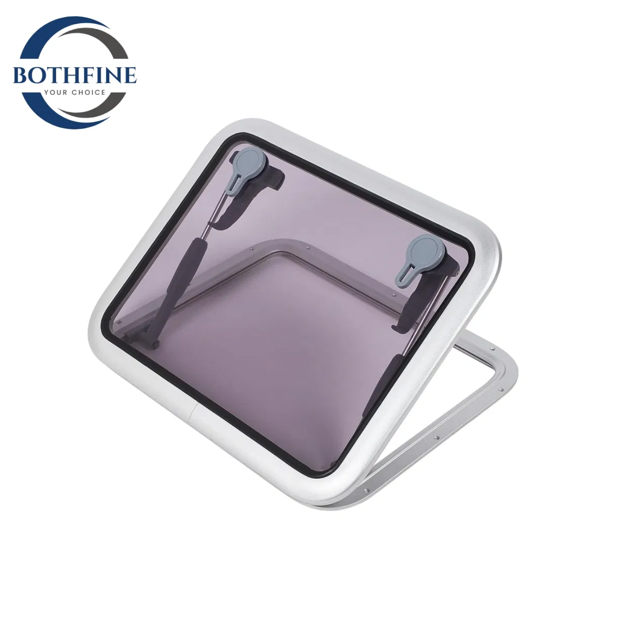 Boat Skylight Window, Push-out Deck Porthole, Rotating Fixed Handle 457X327mm, Smoke Gray Glass for Yacht, RV, Boat