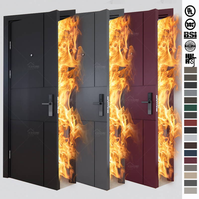 Foshan Yohome Custom Flush Door Plywood Fire Rated Door Modern Composite Interior Apartment Doors Indoor Door Wood Hotel Entry Fire Doors