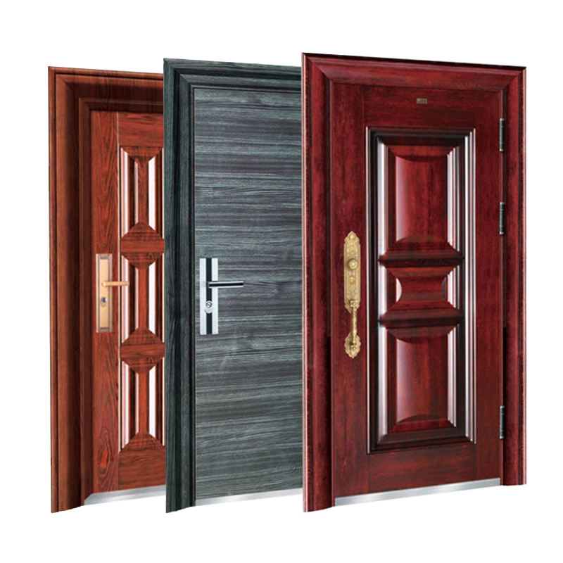 China Factory Exterior Metal Door Aluminum Simple Steel Entry Security Door Simple Design Security Steel Door Modern Steel Entrance Door for House Home