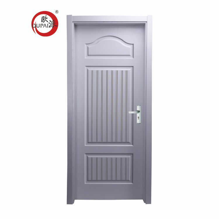 32 in. X 80 in. Modern Design Prehung 5 Panels White Hollow Core MDF Wood Texture Moulded Door for Bedroom Interior