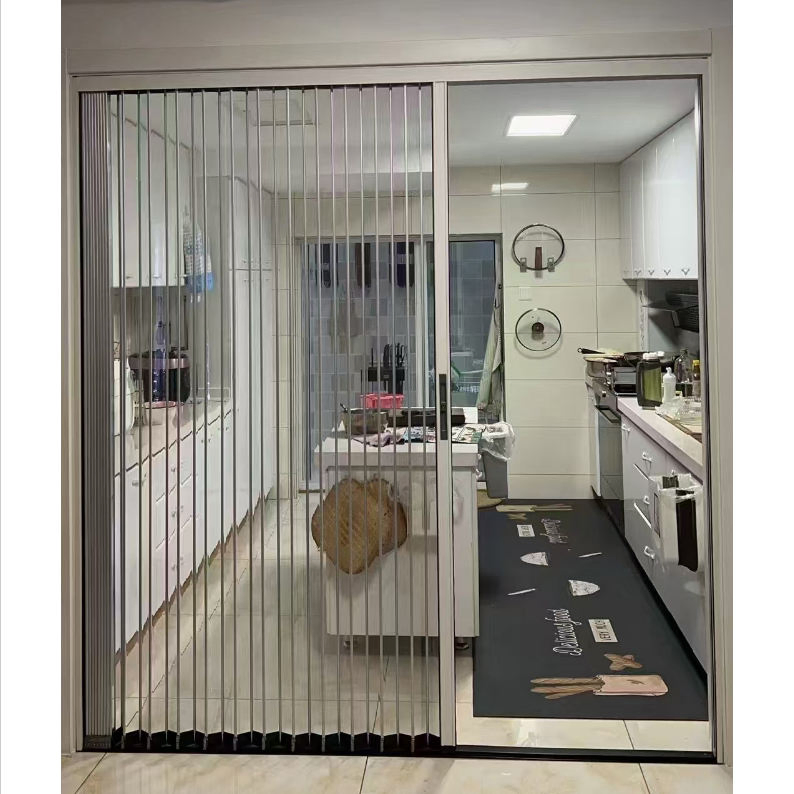 Transparent Acrylic Crystal Panel Bi-Fold Sliding Door PVC Foldable Partition for Kitchen Bathroom Toilet Invisible Folding Door