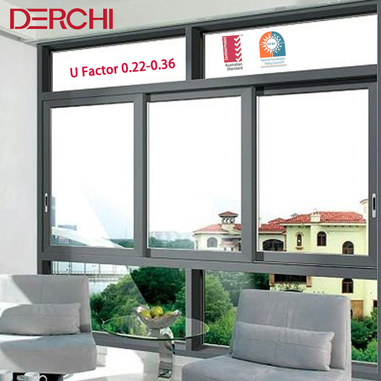 Powder Coating Wood Aluminum Alloy Horizontal Sliding Windows and Doors Made in China Fixed Windows Frameless Sliding Glass