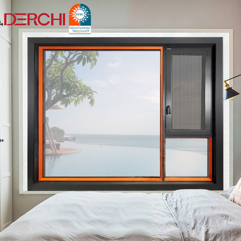 Patio Tempered Glass Aluminum Frame Casement Windows Kitchen Double Glaze Aluminum Bay Sliding Windows