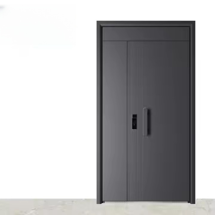 Modern Design Fire-Rated Wrought Iron Steel Door Double Exterior Entrance Security Main Gate for Hotels Fireproof Exterior Door