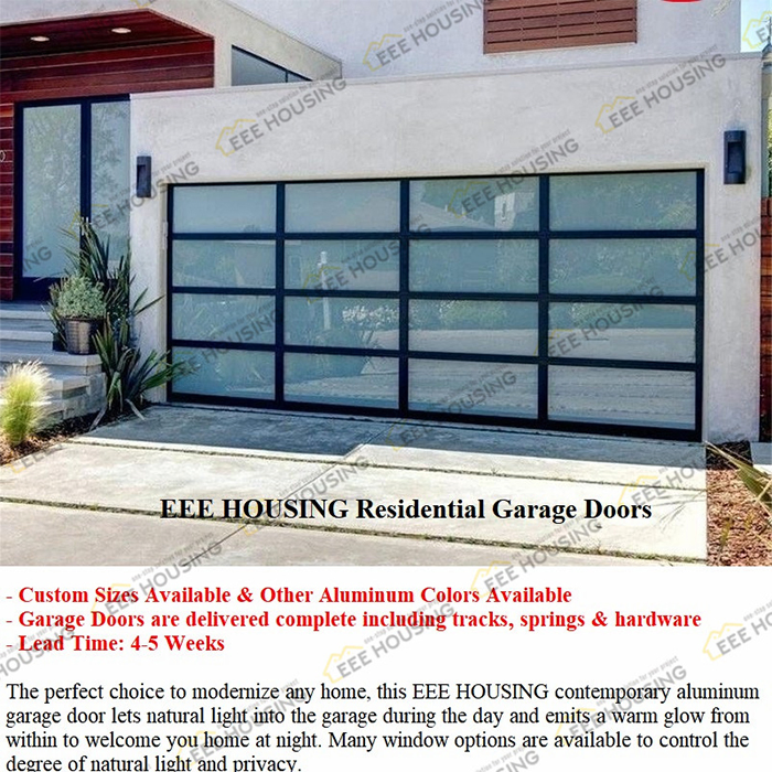 China Factory Supply Residential Modern Garage Door Design Electric Sectional Overhead Folding Aluminum Frame Glass Panel Garage Door