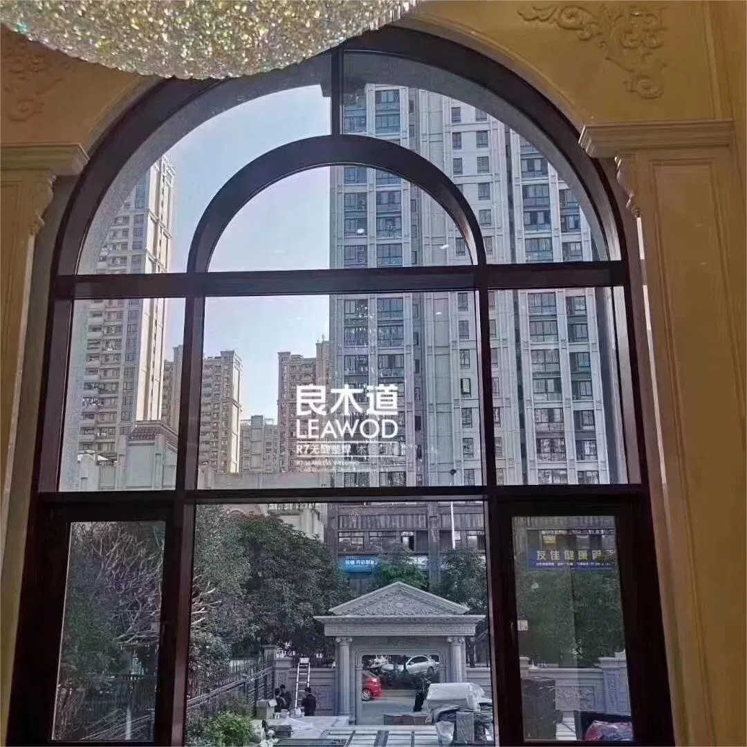 Customized Design Thermally Break Aluminium Aluminum Alloy Glass Window Heat Insulation Arch Fixed Window for Church French Style