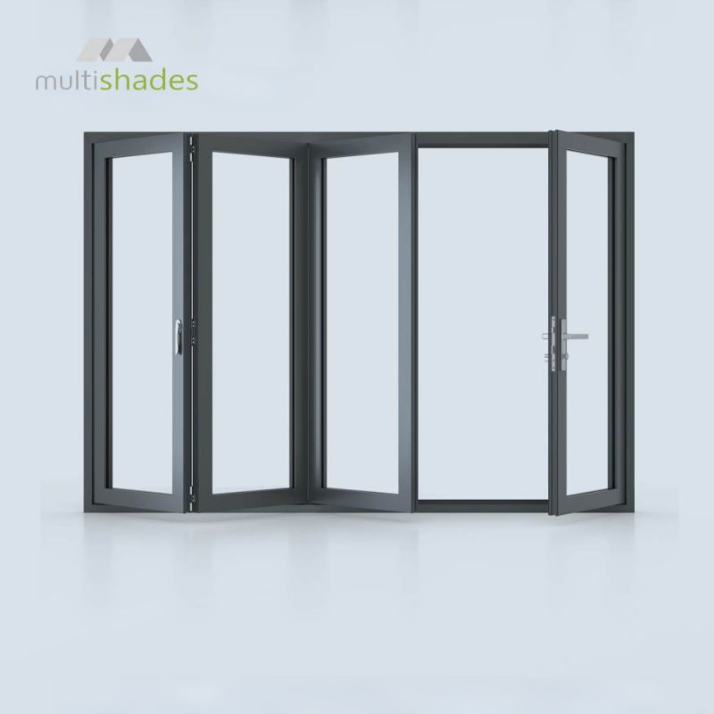 Multishades Classic Simple Design Double Glazed Tempered Glass Soundproof Panels Aluminum Bi Sliding Folding Door