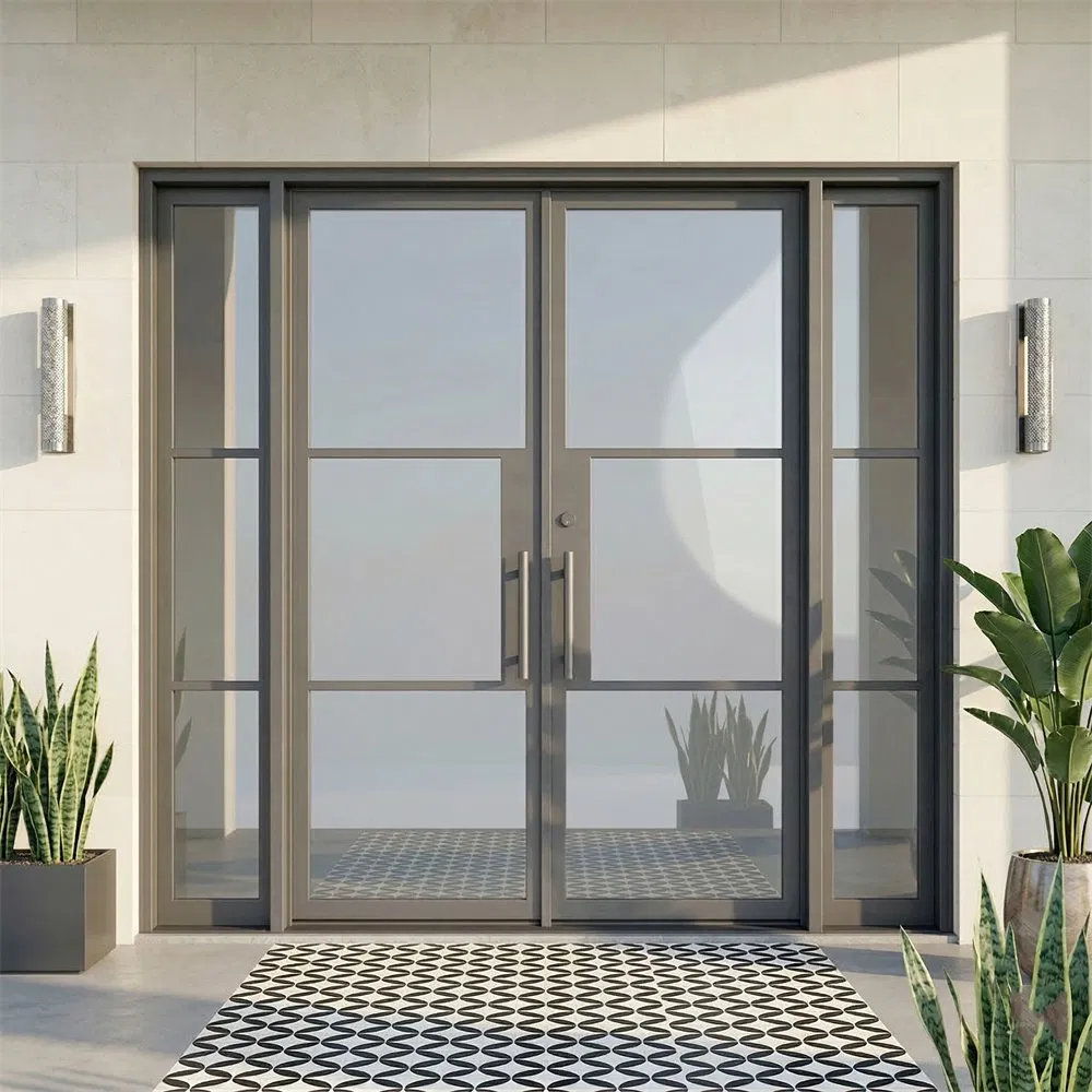 Premium French Style Steel Glass Door with Switchable Dynamic Light-Control Smart Glass