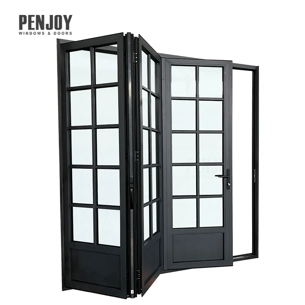 Penjoy Exterior Patio Balcony Doors Customized Aluminum Glass Bi-Folding According Sliding Door