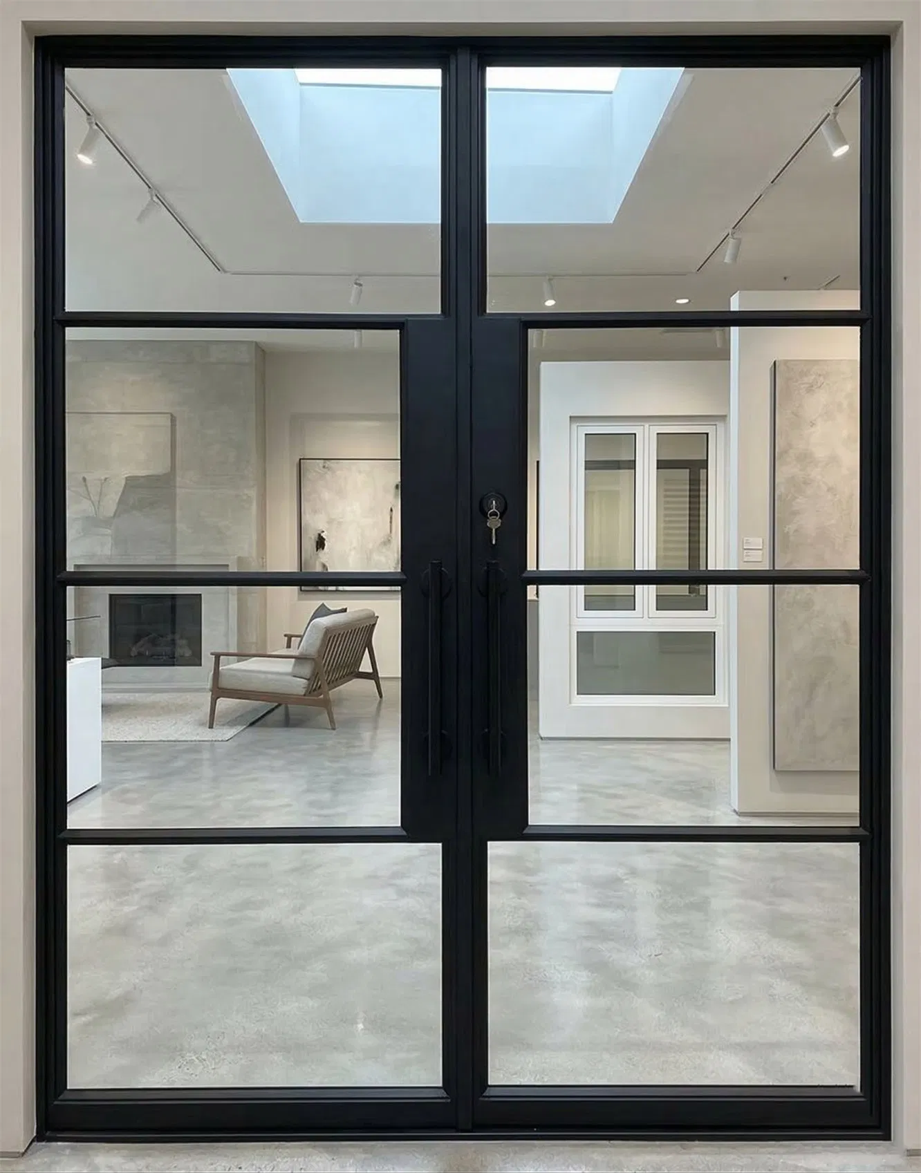 Premium French Style Steel Glass Door with Switchable Dynamic Light-Control Smart Glass