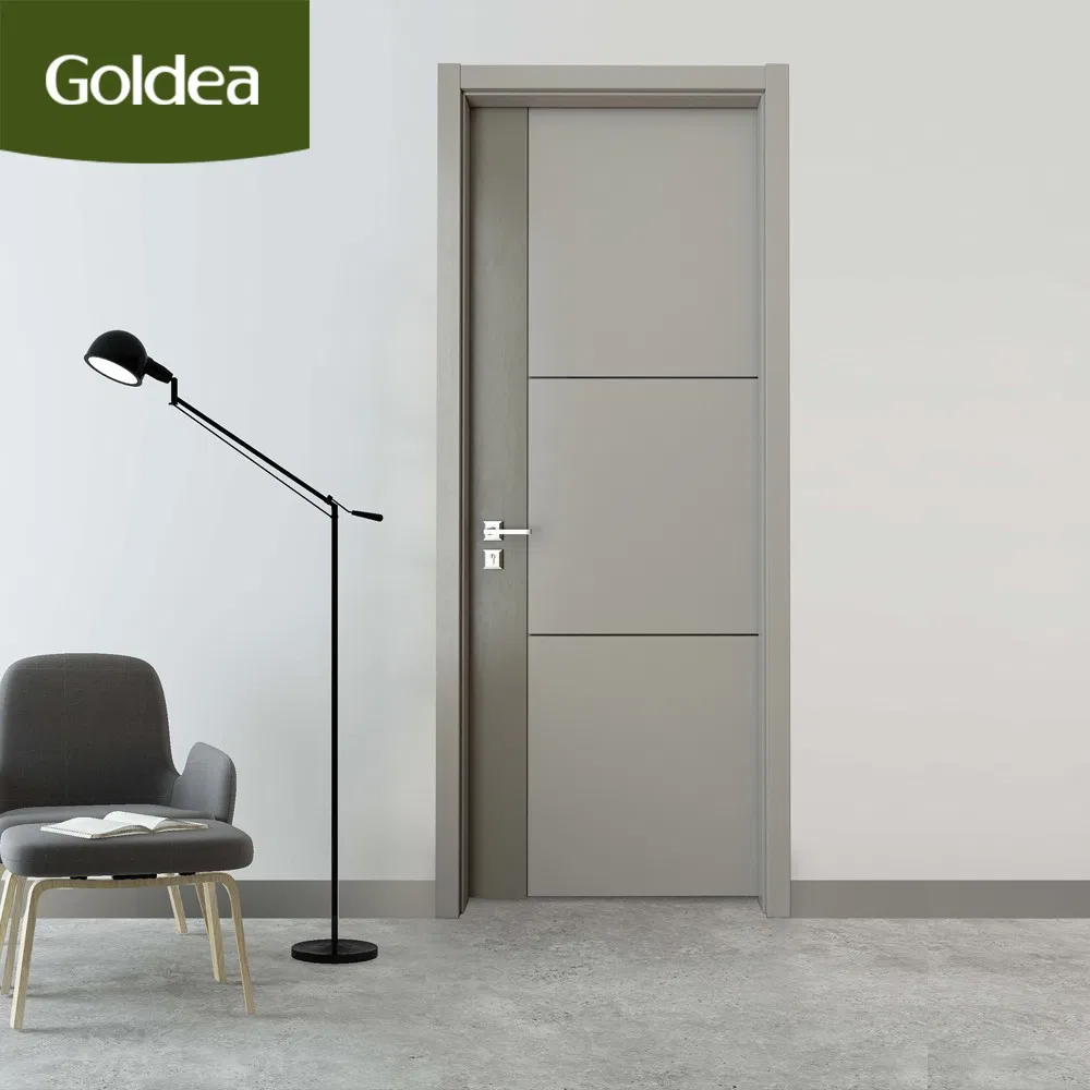 Goldea 39 Years Factory Wholesale Price Modern Design Customized Interior Wooden MDF PVC Finished Door for Project House Villa Apartment Residential Office