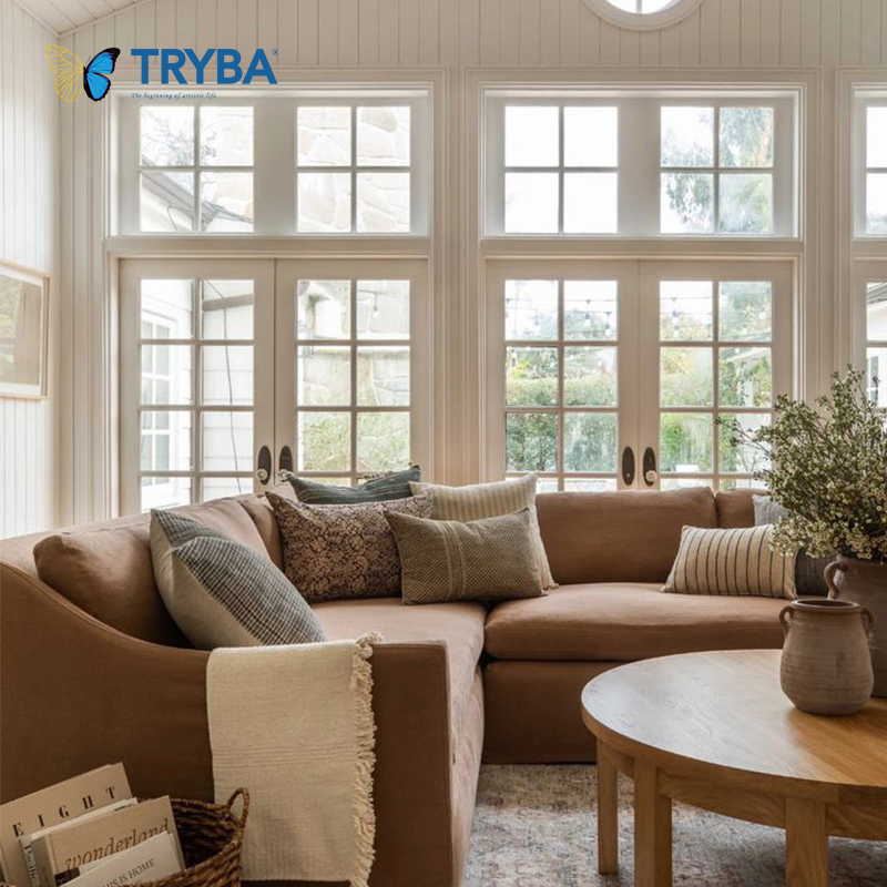 New Products Latest Design Double Glazed Arch-Shaped French Windows