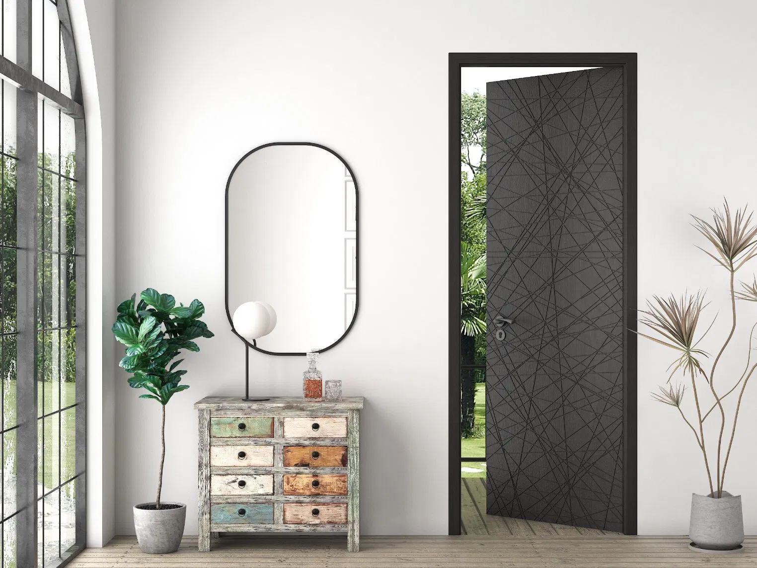 Custom Durable Weather Resistant Wooden 3D Panel Security Entry Hotel Glass Aluminum Profile Door