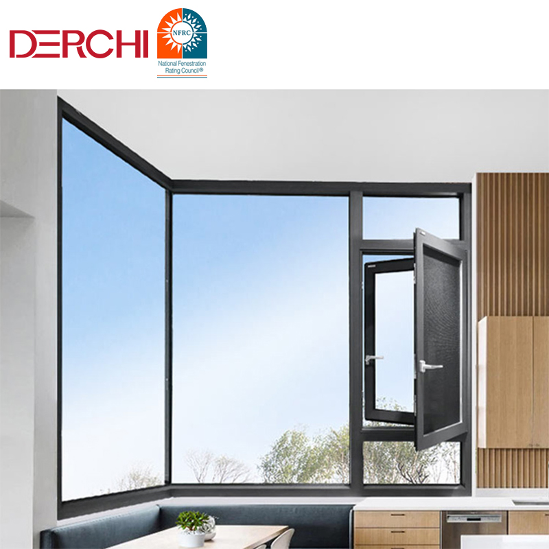 Patio Tempered Glass Aluminum Frame Casement Windows Kitchen Double Glaze Aluminum Bay Sliding Windows
