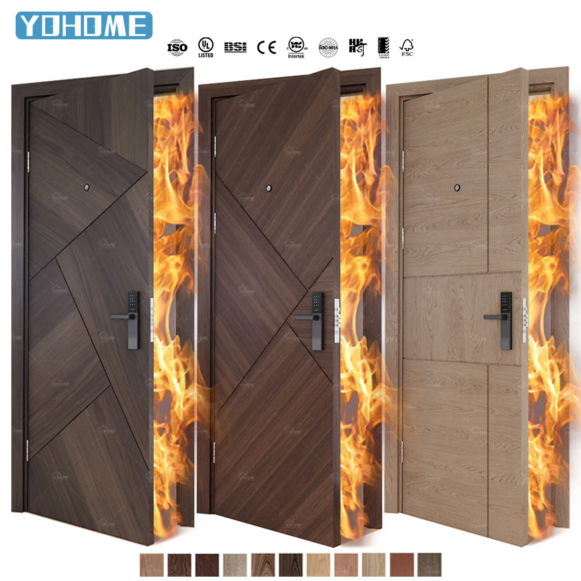 China Top Fire Door Factory Customized Italian Fire Wood Door En Certified Fd30 Fd60 Fd90 Fd120 Interior Fireproof Engineering Wooden Fire Rated Doors
