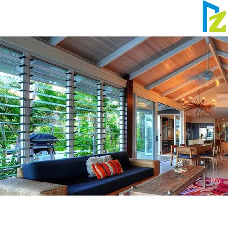 Aluminium Casement Window with Fixed Louver and Clear Glass Panels for Ventilation and Modern Homes