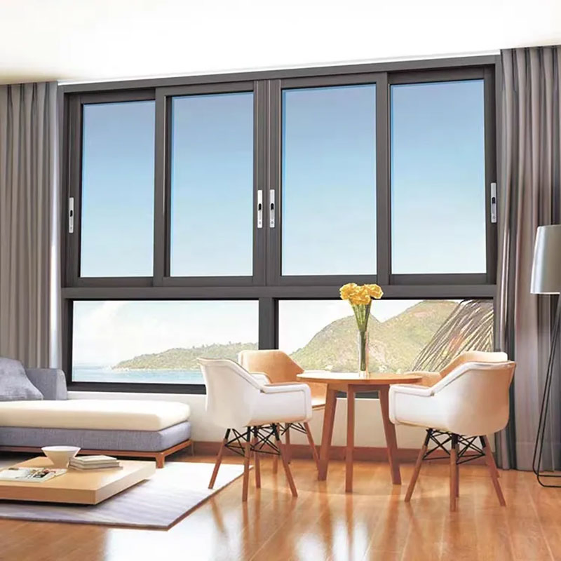 Modern Architecture Style Slim Frame Double Tempered Glass Glazed Sliding Window