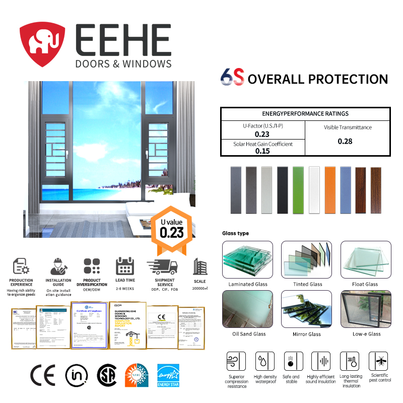 Eehe Weatherproof Operable Casement Window with Project Soundproof CE