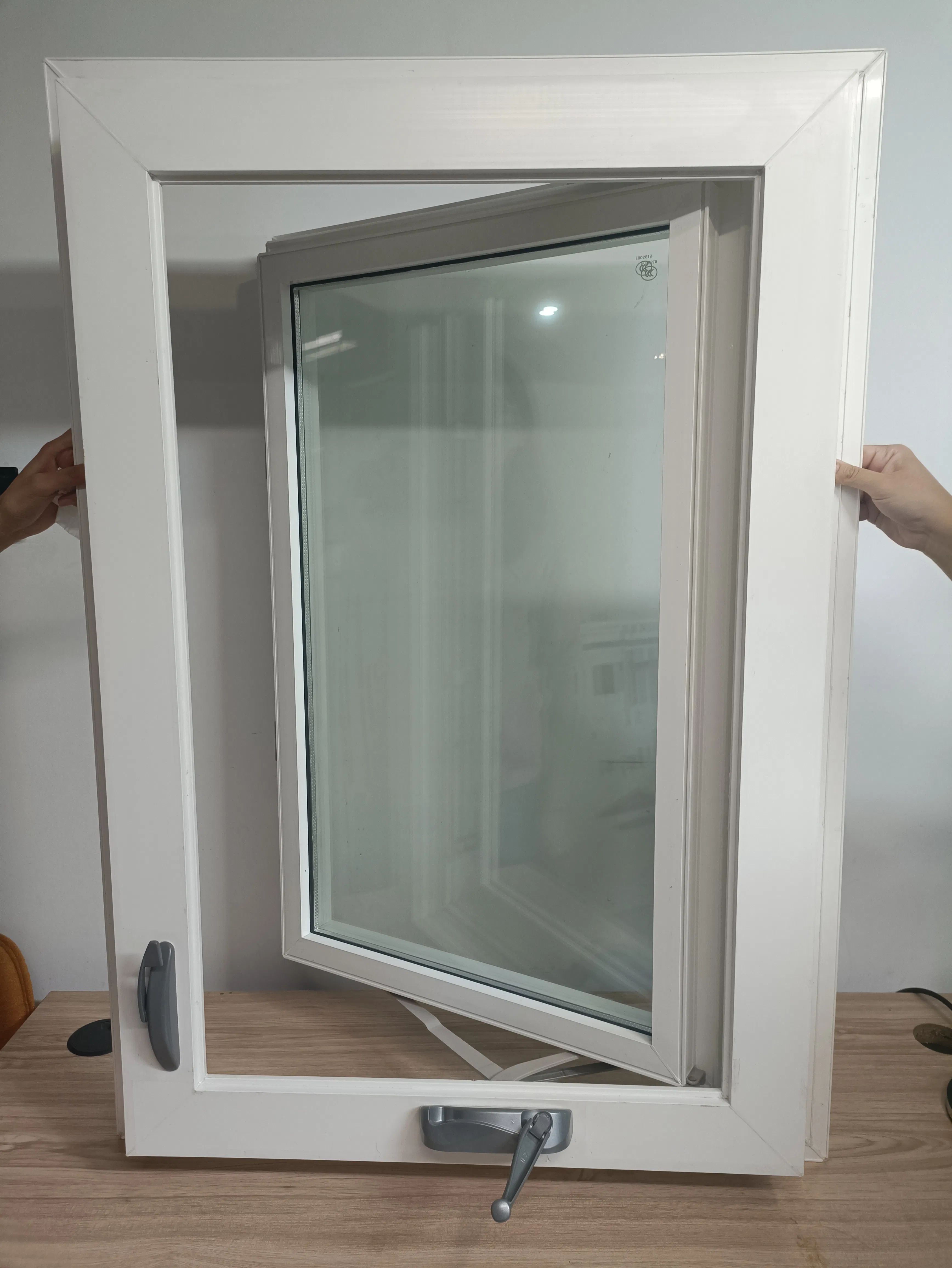 Double Glaze Hand Crank Opening Swing Window UPVC American Hand-Cranked Outer Window with Screen Glass Casement Window