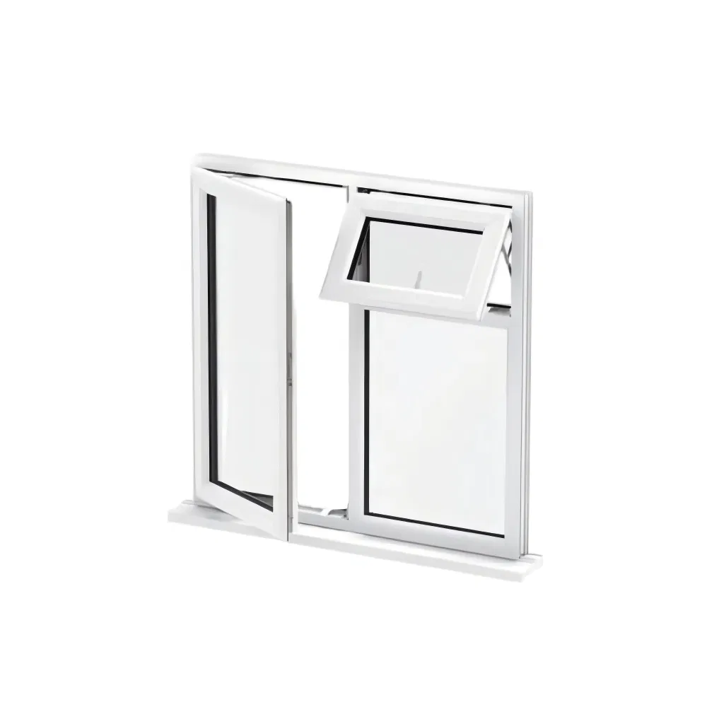 White Simple Style Plastic-Steel / UPVC Casement Windows with Hollow Transparent Tempered Glass Are Suitable for Houses.