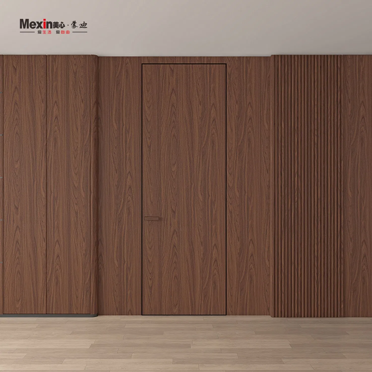 Mexin Modern Single Fire Rated Interior Security Solid Wooden Wood Door Premium Durable for Villa Interior